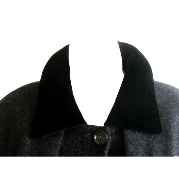 Designer Dario Italy Grey/Black Velvet Collar 100% Wool Long Cape Size M/L - Picture 7 of 11